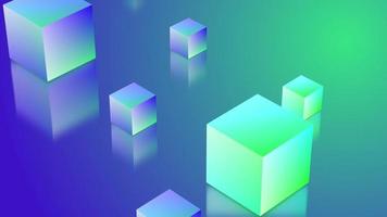 Abstract background with cubes. 3D shape backdrop. Cyan and blue gradient video