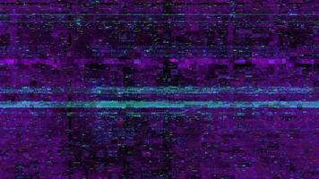 Purple digital glitch background. Violet pixel distortion glitch transition video