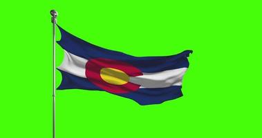 Colorado State Flag Waving on chroma key background. Unites States of America footage, USA flag animation video