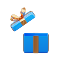 3d azul regalo caja con compras bolso png