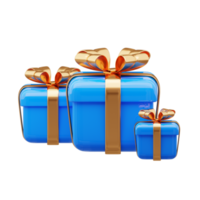 3d Blau Geschenk Box mit Einkaufen Tasche png