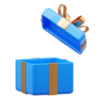 3d bleu cadeau boîte avec achats sac png