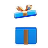 3d blauw geschenk doos met boodschappen doen zak png