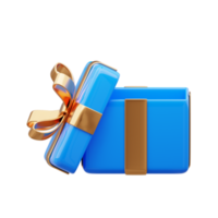 3d blue gift box with shopping bag png