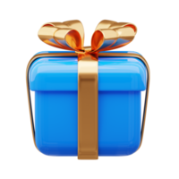 3d blue gift box with shopping bag png