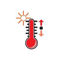 Thermometers icon with different zones. Vector image isolated on white background