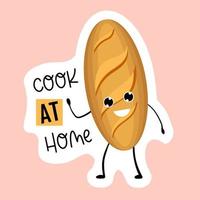 Sticker cook at home. homemade loaf. Bakery logo. Vector illustration of bakery and confectionery.