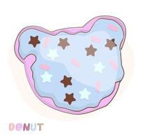 NATIONAL DONUT DAY.glazed sweet donut. Draw funny american kawaii traditional sweet donut vector illustration. American traditional food, cooking, menu concept. Doodle in cartoon style.