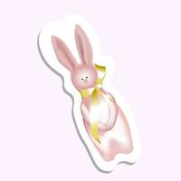 Easter hunters sticker. Bunnies Easter sticker.Palm Sunday vector