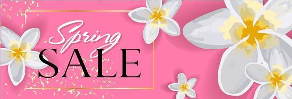 Spring Sale Horizontal Banner, header for website, online store. Sale Poster, Sale Flyer, Sale Vector. discount vector