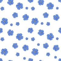 SEAMLESS VECTOR FLOWER PATTERN. White background. Spring bright colors. blue. Perfect design for textile and wrapping paper. Flax flowers.