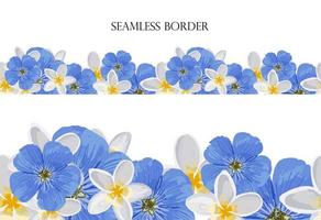 Floral seamless vector border. repeating pattern. Footer pink flowers. spring frame