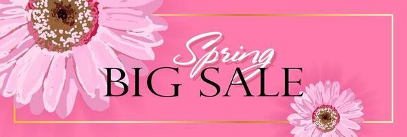 Spring Sale Horizontal Banner, header for website, online store. Sale Poster, Sale Flyer, Sale Vector. discount vector