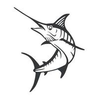 Hand Drawn Marlin fish jump. Design elements for logo, label, emblem, sign, brand mark. Vector illustration.