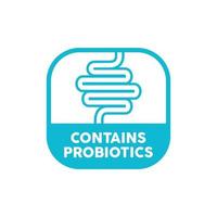 contiene probióticos vector icono etiqueta