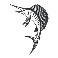 Hand Drawn Marlin fish jump. Design elements for logo, label, emblem, sign, brand mark. Vector illustration.