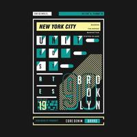 brooklyn new york city text frame graphic typography vector print