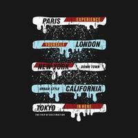 the hustle and bustle of the world's major cities abstract graphic t shirt print vector