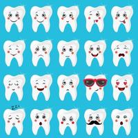 conjunto de un dientes con diferente expresiones vector