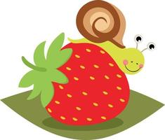 Cute snail on the strawberry vector