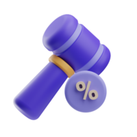 object gavel tax illustration 3d png