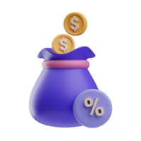 objet sac argent impôt illustration 3d png