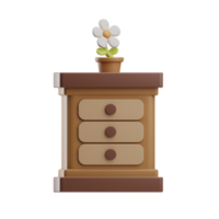 home furniture nigh stand flower illustration 3d png