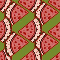 Hand drawn watermelon slices seamless pattern. Funny fruit backdrop. vector