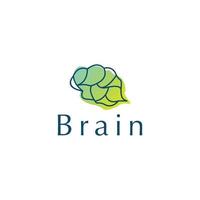 Brain Logo silhouette design vector template linear style.