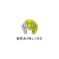 Brain Logo silhouette design vector template linear style.