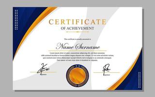 certificate design simple modern a4 luxury certificate blue gold color vector