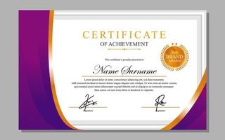 certificate design simple modern a4 luxury purple gold vector