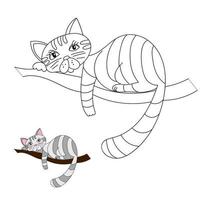 Draw cat. Concept drawing for a coloring book. Colorful cartoon characters. Funny vector illustration. Isolated on white background
