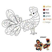 Drawing by numbers. Draw a bird. Concept drawing for a coloring book. colorful cartoon characters. Funny vector illustration. isolated on white background