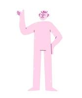 Pink Happy Man Silhouette symbol isolated on white background. Hand drawing Vector Illustration doodle line art style.