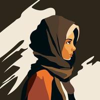 Portrait of an arabian woman in hijab.  Vector flat illustration