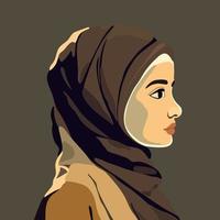 retrato de un árabe mujer en hiyab vector plano ilustración