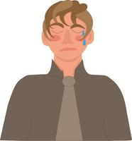 vector illustration young man is sad and crying