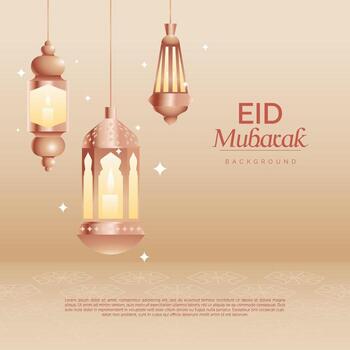 eid Mubarak lámpara con varios objeto saludo diseño modelo antecedentes vector ilustración
