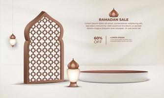 ramadan sale frame mosque with a price tag for 50 off vector