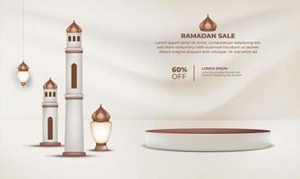 ramadan sale mosque with a price tag for 50 off vector