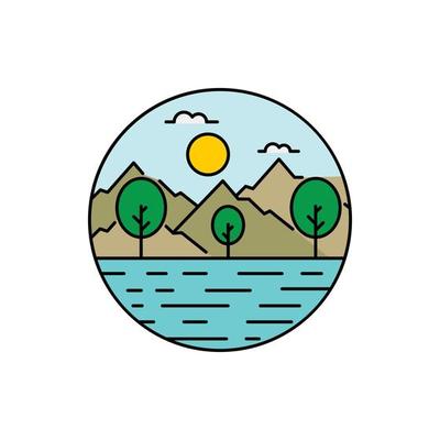 tree, mountain, wave, water, ocean, summer icon