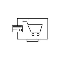 computer, monitor, cart, card, online cart payment icon vector