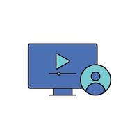 computadora, televisión, video, en línea vídeo transmisión icono vector