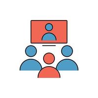 computer, man, team, meeting, online, business online meeting icon vector