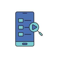 mobile, find, play, mobile play button find icon vector