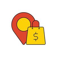 location pin, pin, bag, online delivery icon vector