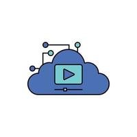 nube vídeo transmisión icono vector