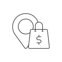 location pin, pin, bag, online delivery icon vector