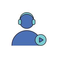 man, video, live video customer support icon vector